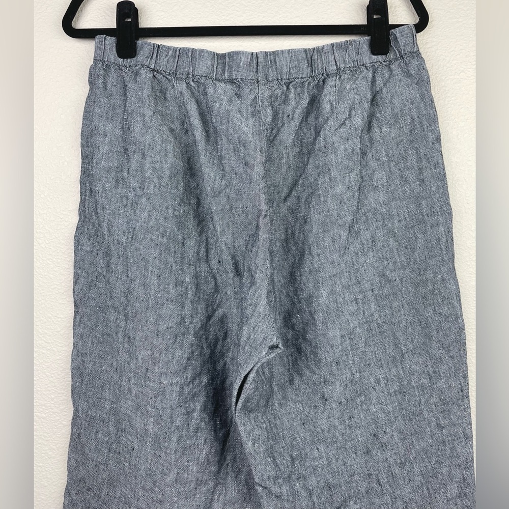 J.Jill Women's Medium Petite 100% Love Linen Grey Capris Pull On Elastic Pants - Picture 8 of 11